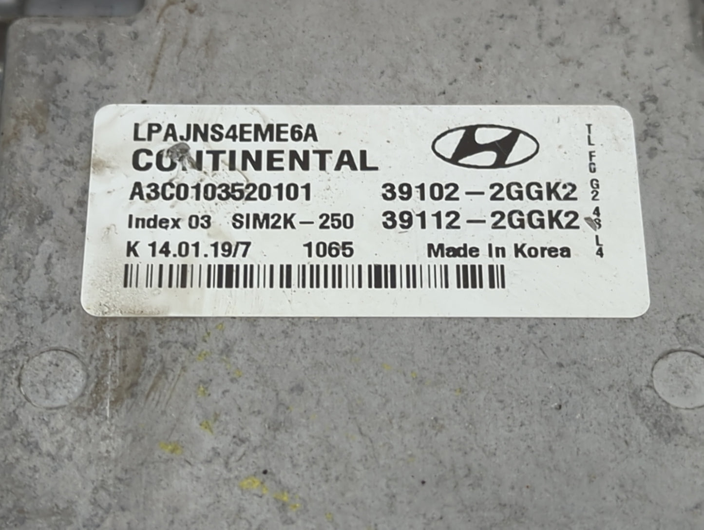2018-2019 Hyundai Sonata PCM Engine Control Computer ECU ECM PCU OEM P/N:39102-2GGK2 39112-2GGK2, LPAJNS4EME6A Fits Fits 201