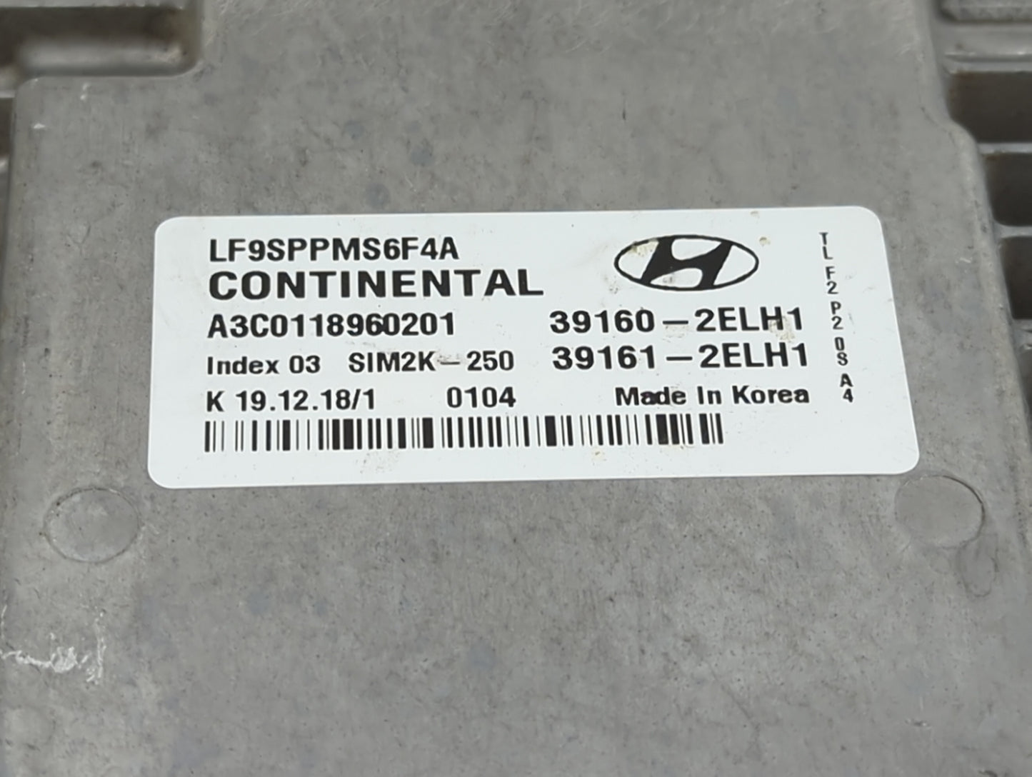 2019 Hyundai Sonata PCM Engine Control Computer ECU ECM PCU OEM P/N:39160-2ELH1 39161-2ELH1, LF9SPPMS6F4A, A3C0118960201 Fit
