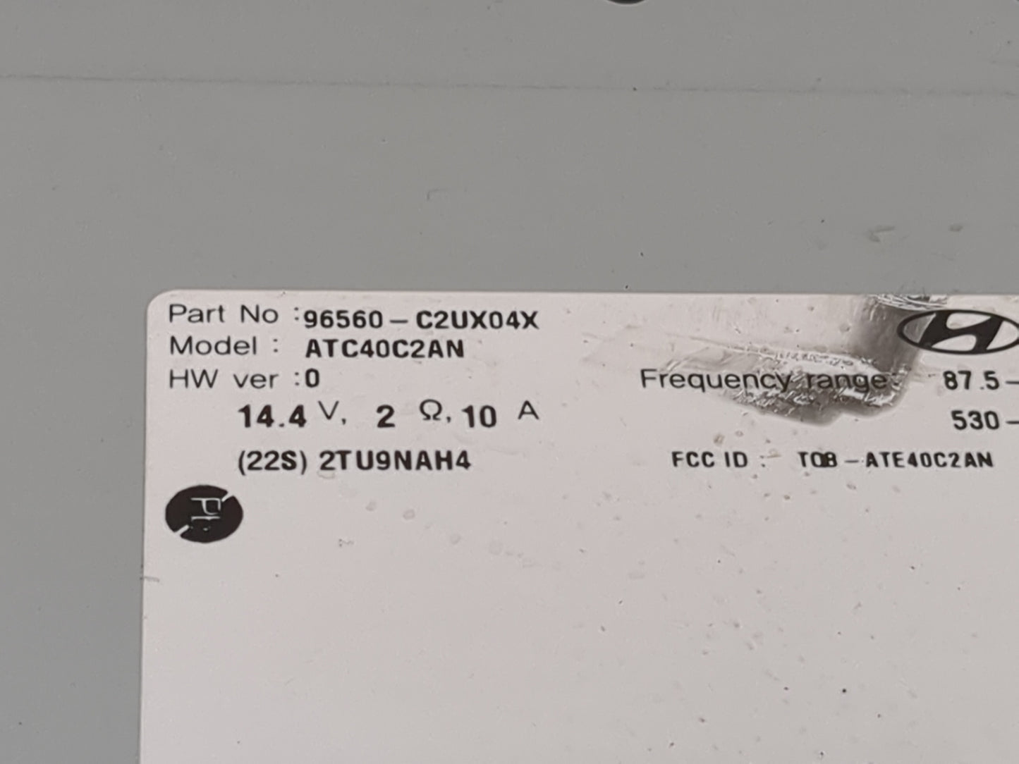 2019 Hyundai Sonata Radio AM FM Cd Player Receiver Replacement P/N:96560-C2UX04X ATC40C2AN, TQB-ATE40C2AN Fits OEM Used Auto