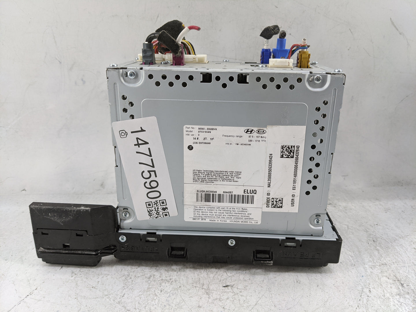 2019 Hyundai Sonata Radio AM FM Cd Player Receiver Replacement P/N:96560-E6UQ04X ATC41E6AN, TQ8-ATE40C2AN Fits OEM Used Auto