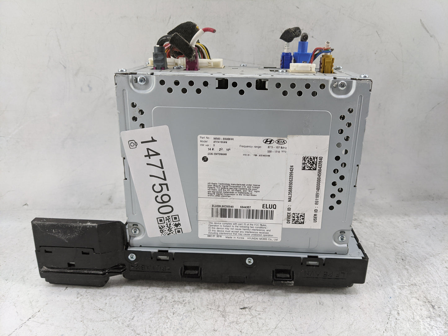 2019 Hyundai Sonata Radio AM FM Cd Player Receiver Replacement P/N:96560-E6UQ04X ATC41E6AN, TQ8-ATE40C2AN Fits OEM Used Auto