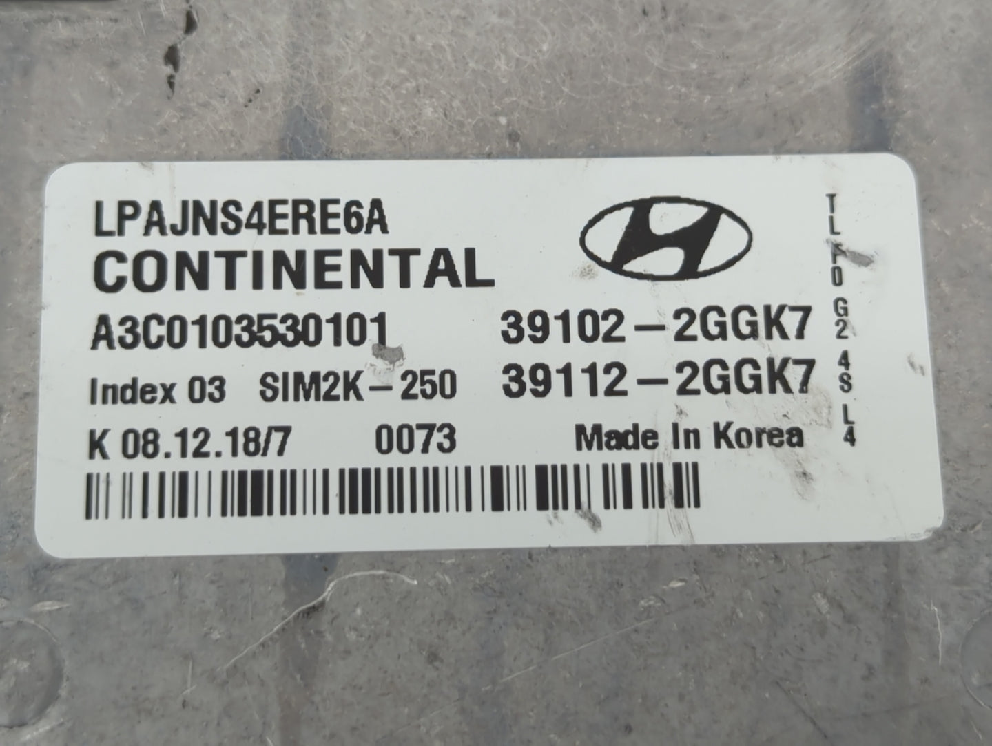2018-2019 Hyundai Sonata PCM Engine Control Computer ECU ECM PCU OEM P/N:39112-2GGK7 39102-2GGK7, 39112-2GGK5 Fits Fits 2018