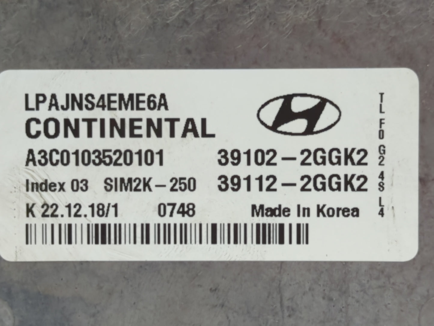 2018-2019 Hyundai Sonata PCM Engine Control Computer ECU ECM PCU OEM P/N:39112-2GGK2 39102-2GGK2, 39112-2GGJ0 Fits Fits 2018