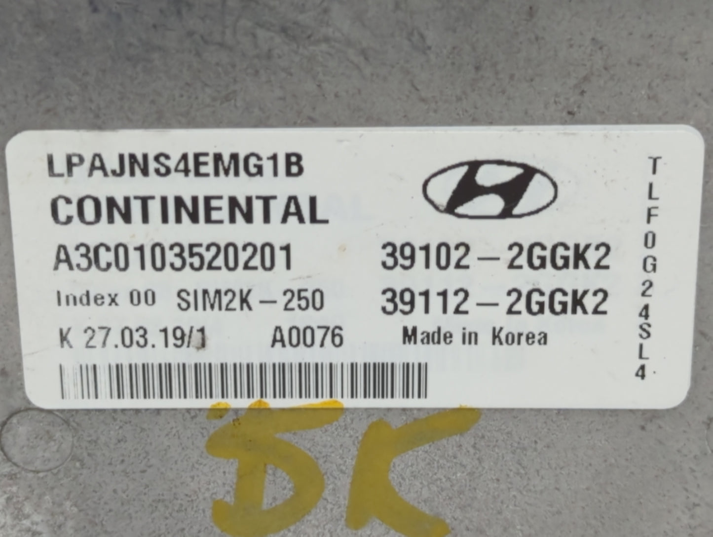 2018-2019 Hyundai Sonata PCM Engine Control Computer ECU ECM PCU OEM P/N:39112-2GGK2 39102-2GGK2, 39112-2GGJ0 Fits Fits 2018