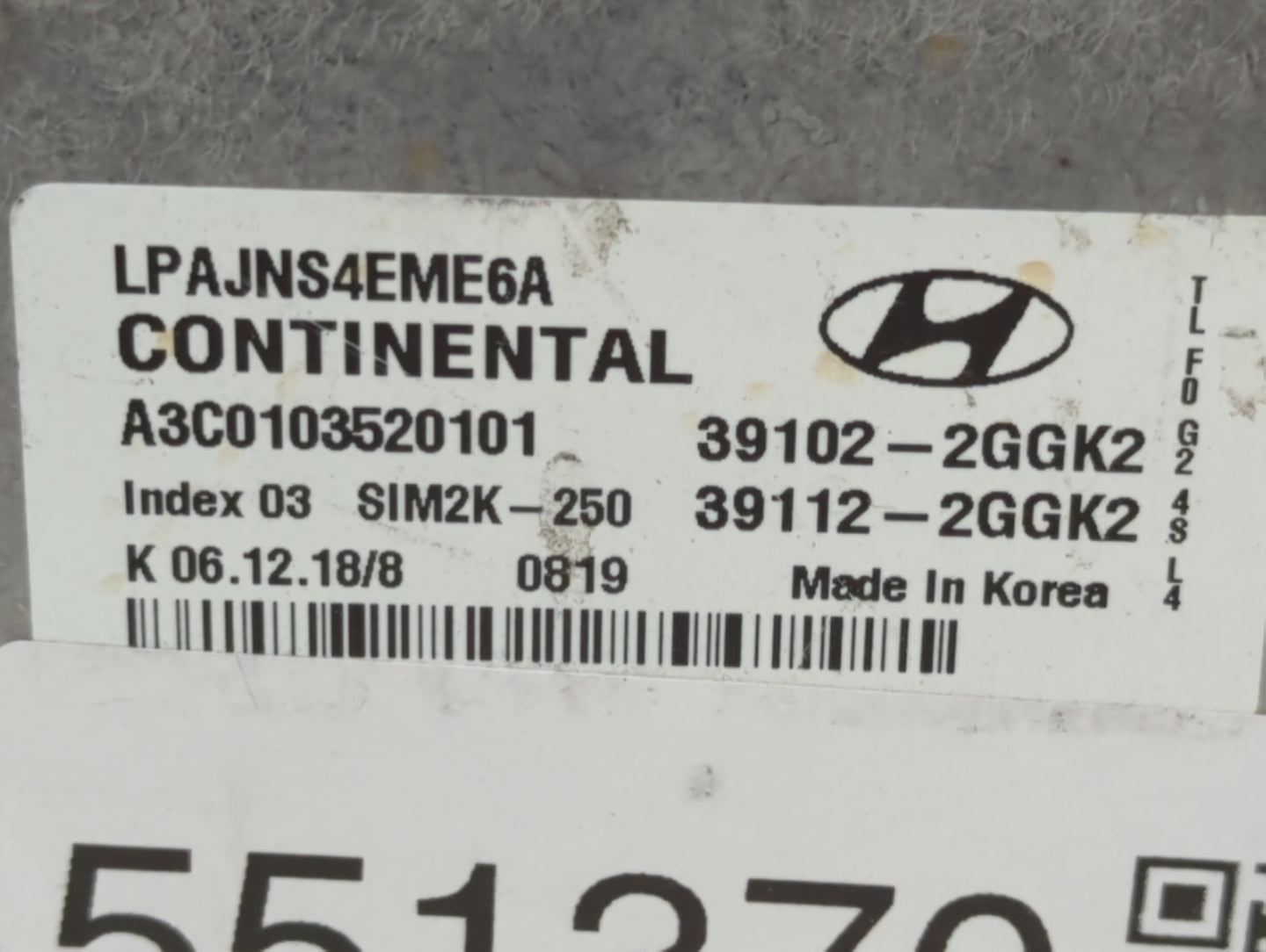 2018-2019 Hyundai Sonata PCM Engine Control Computer ECU ECM PCU OEM P/N:39112-2GGK2 39102-2GGK2, 39112-2GGK0 Fits Fits 2018