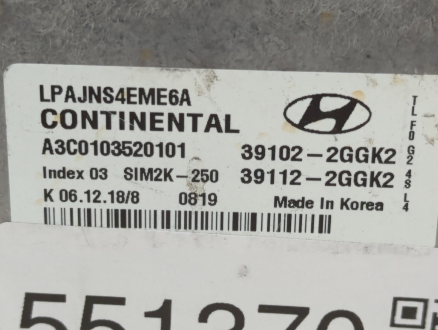 2018-2019 Hyundai Sonata PCM Engine Control Computer ECU ECM PCU OEM P/N:39112-2GGK2 39102-2GGK2, 39112-2GGK0 Fits Fits 2018