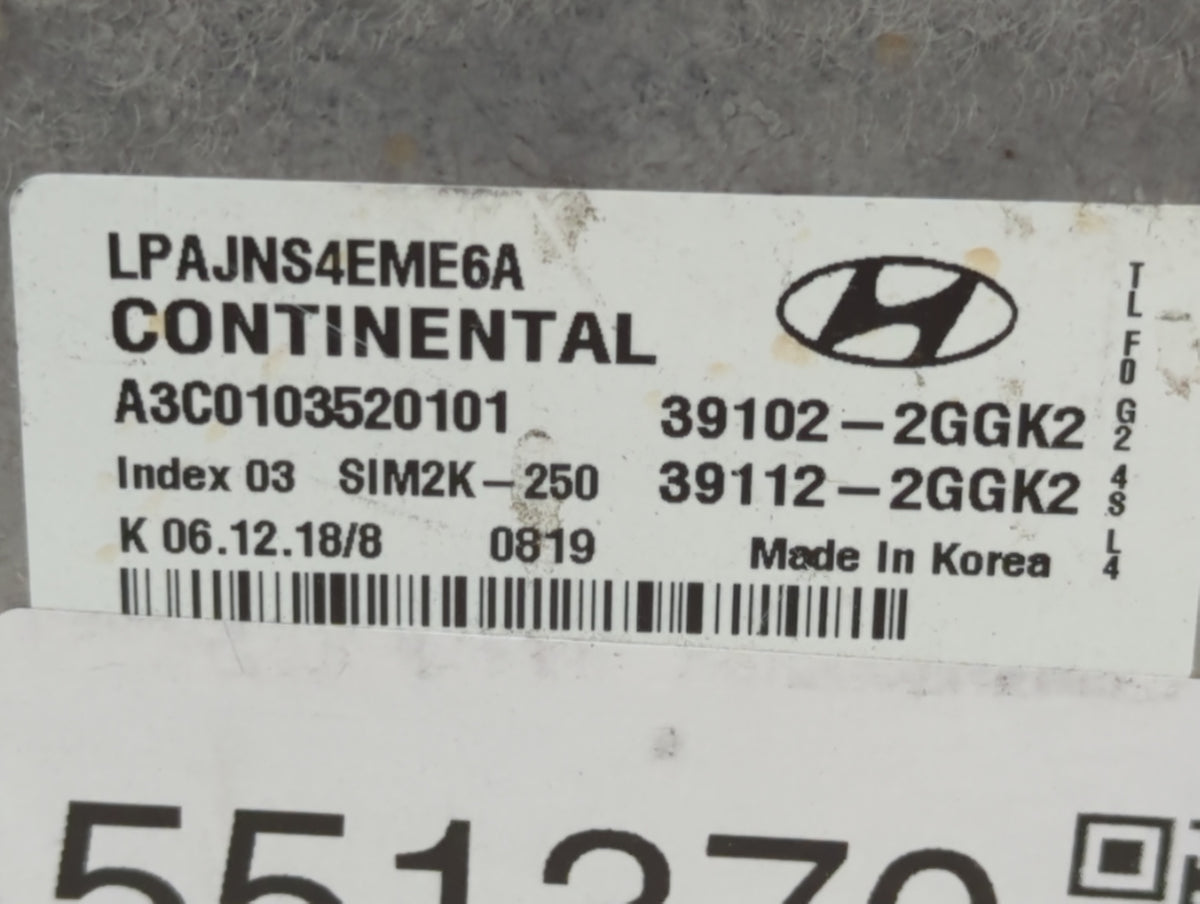 2018-2019 Hyundai Sonata PCM Engine Control Computer ECU ECM PCU OEM P/N:39112-2GGK2 39102-2GGK2, 39112-2GGK0 Fits 2018 2019