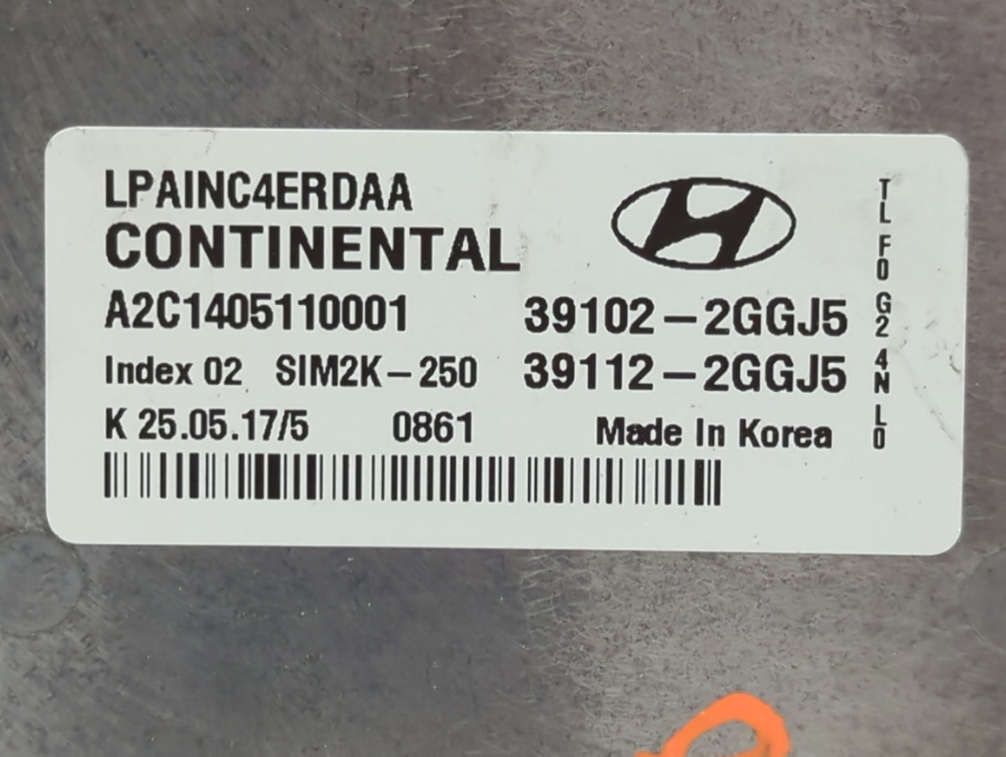 2018-2019 Hyundai Sonata PCM Engine Control Computer ECU ECM PCU OEM P/N:39102-2GGK7 Fits Fits 2018 2019 OEM Used Auto Parts