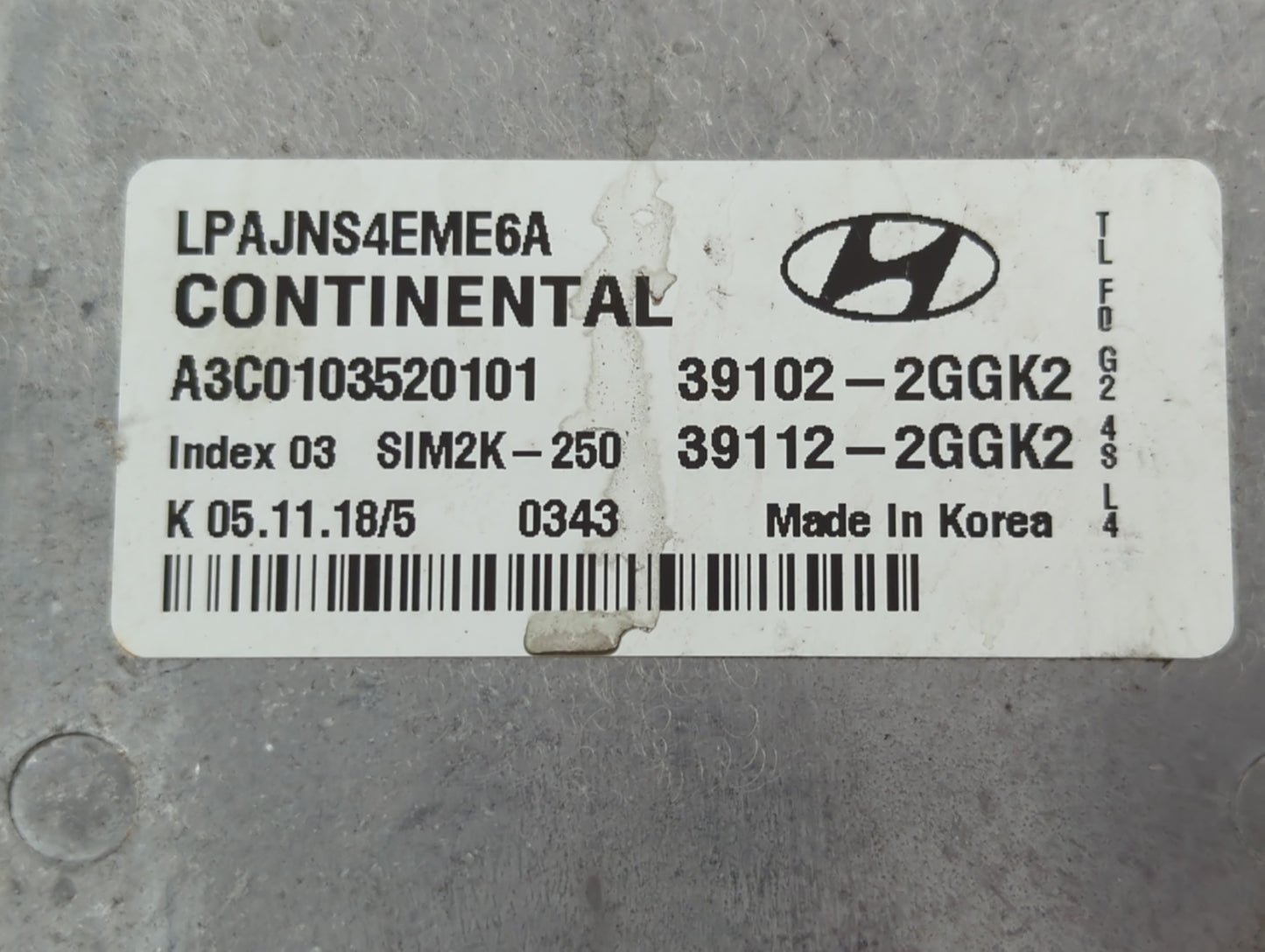 2018-2019 Hyundai Sonata PCM Engine Control Computer ECU ECM PCU OEM P/N:39112-2GGK2 39102-2GGK2 Fits Fits 2018 2019 OEM Use