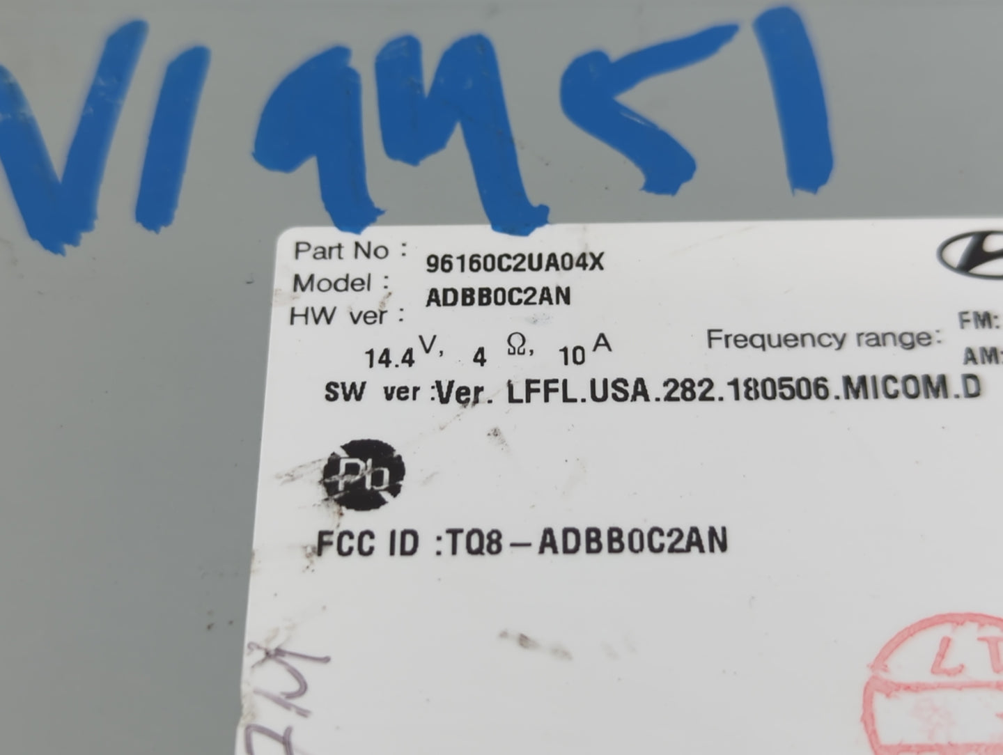 2018-2019 Hyundai Sonata Radio AM FM Cd Player Receiver Replacement P/N:96160C2UA4X Fits Fits 2018 2019 OEM Used Auto Parts 