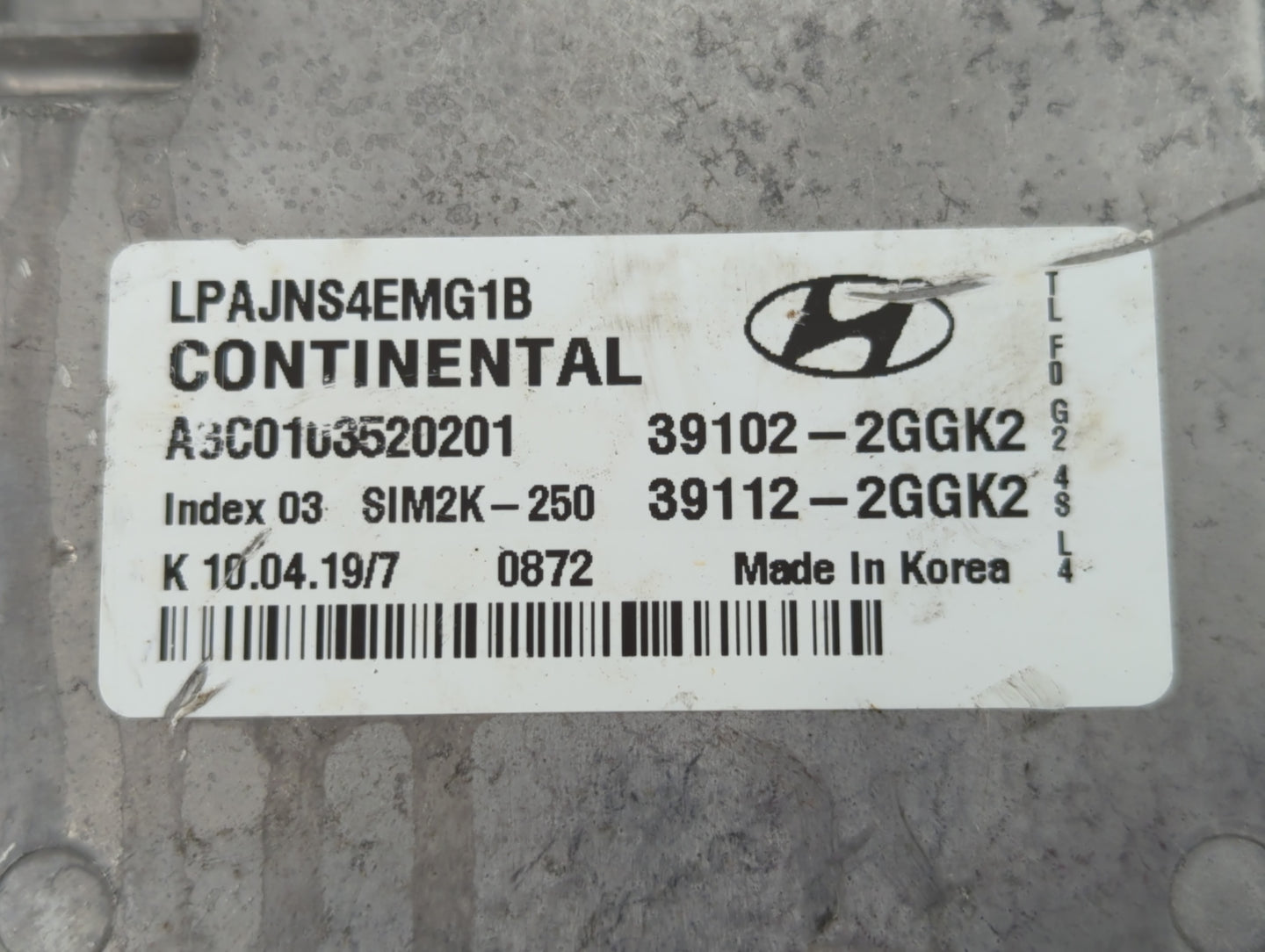 2018-2019 Hyundai Sonata PCM Engine Control Computer ECU ECM PCU OEM P/N:39102-2GGK2 Fits Fits 2018 2019 OEM Used Auto Parts