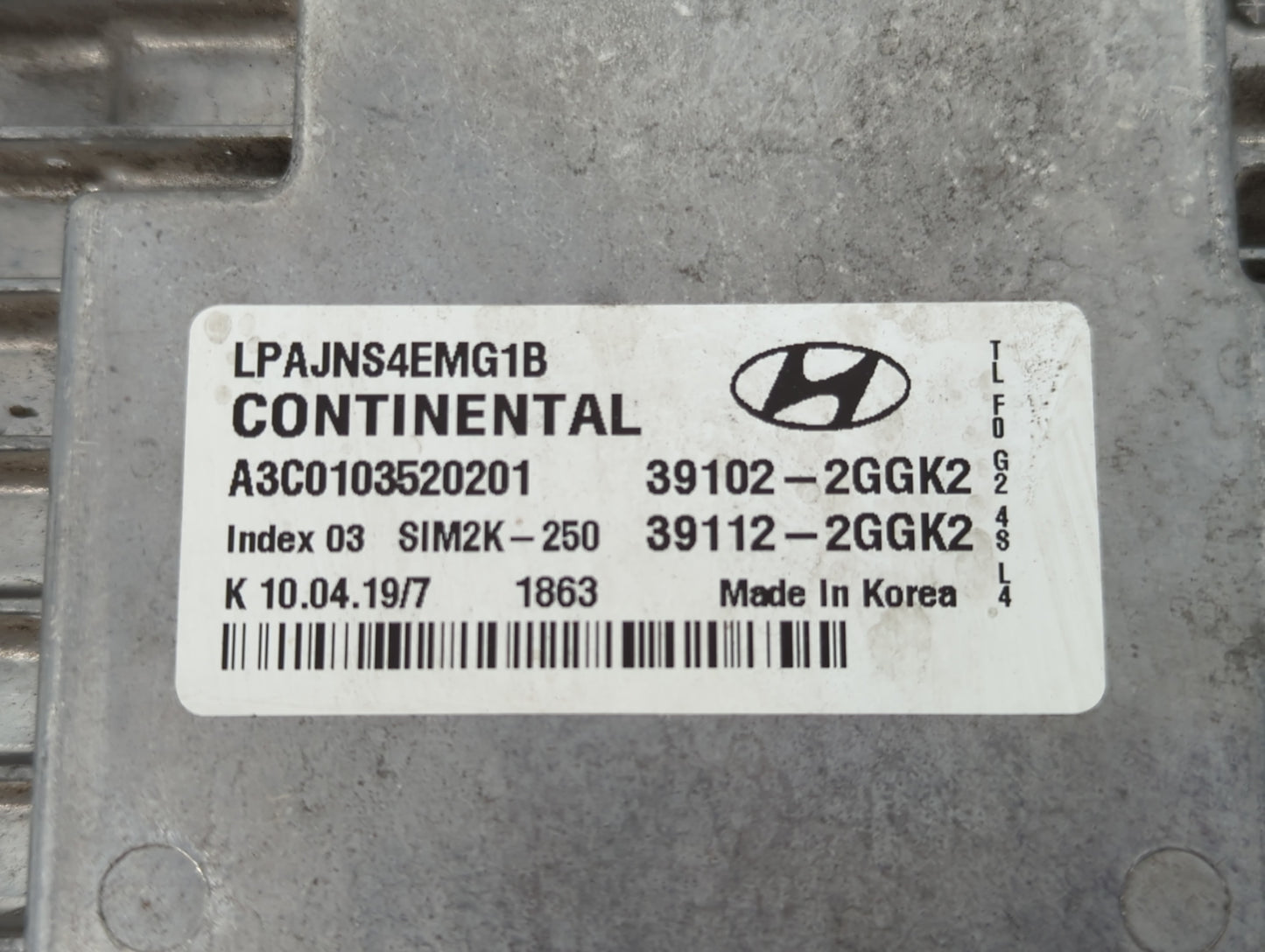 2018-2019 Hyundai Sonata PCM Engine Control Computer ECU ECM PCU OEM P/N:39112-2GGK2 39102-2GGK2 Fits Fits 2018 2019 OEM Use