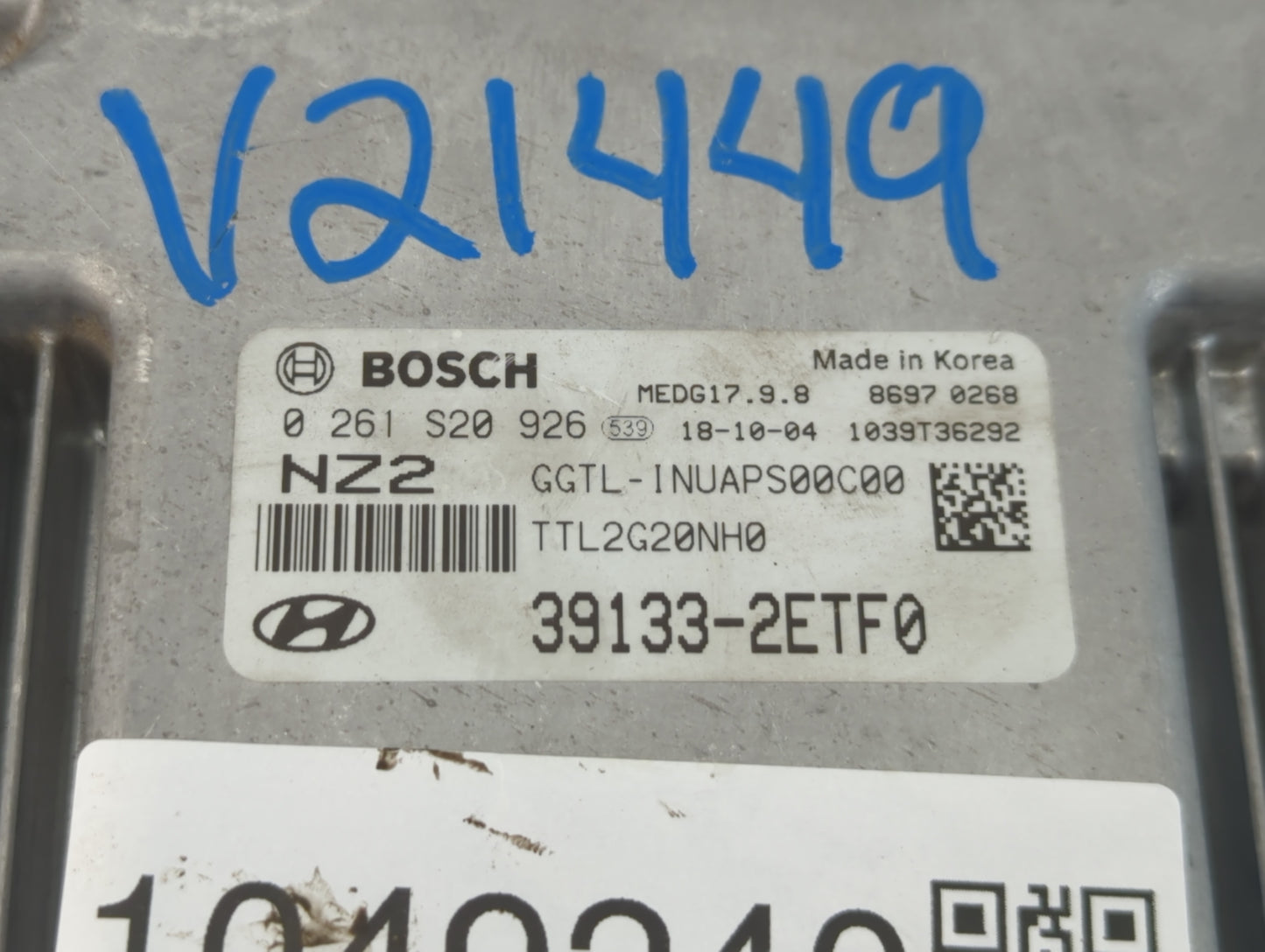 2019-2021 Hyundai Tucson PCM Engine Control Computer ECU ECM PCU OEM P/N:0 261 S20 926 39133-2ETF0 Fits Fits 2019 2020 2021 