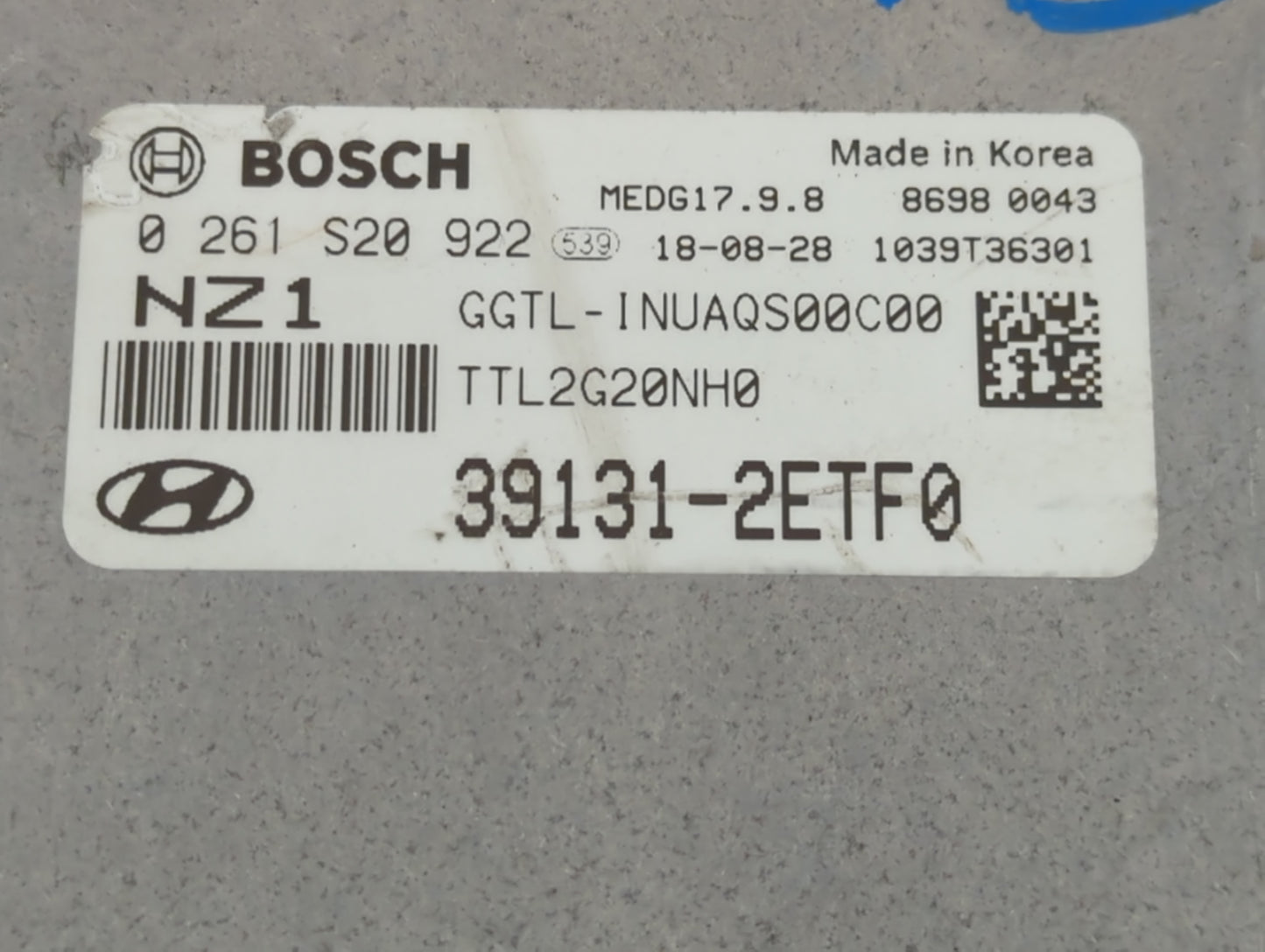 2019-2021 Hyundai Tucson PCM Engine Control Computer ECU ECM PCU OEM P/N:39133-2ETF0 Fits Fits 2019 2020 2021 OEM Used Auto 