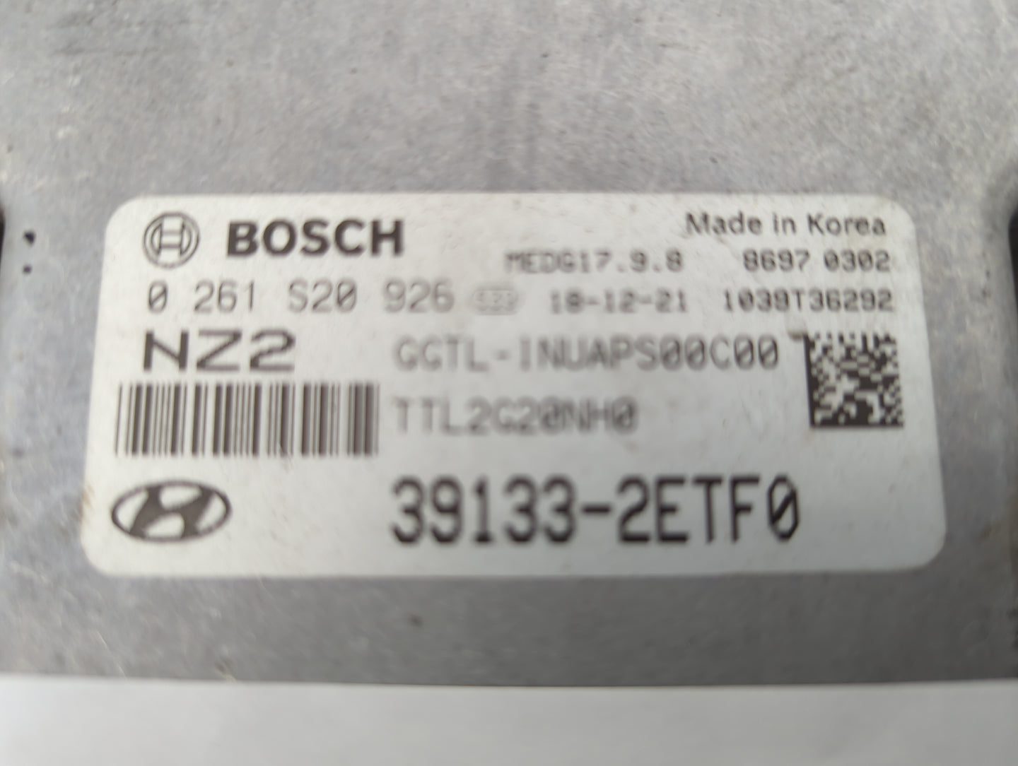2019-2021 Hyundai Tucson PCM Engine Control Computer ECU ECM PCU OEM P/N:39133-2ETF0 0261S20926 Fits Fits 2019 2020 2021 OEM