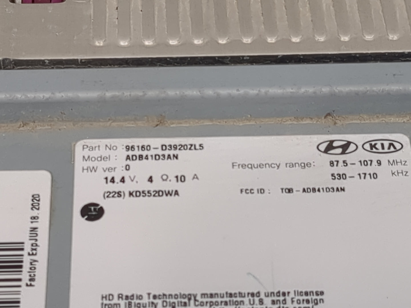 2019-2021 Hyundai Tucson Radio AM FM Cd Player Receiver Replacement P/N:96160-D3920ZL5 ADB41D3AN Fits Fits 2019 2020 2021 OE