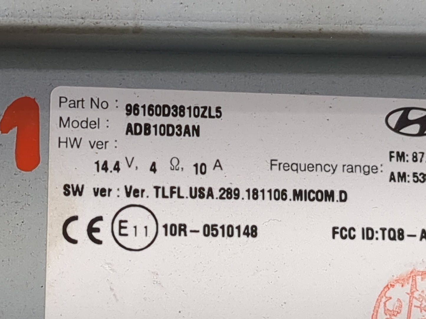 2019-2021 Hyundai Tucson Radio AM FM Cd Player Receiver Replacement P/N:96160D3810ZL5 ADB10D3AN Fits Fits 2019 2020 2021 OEM