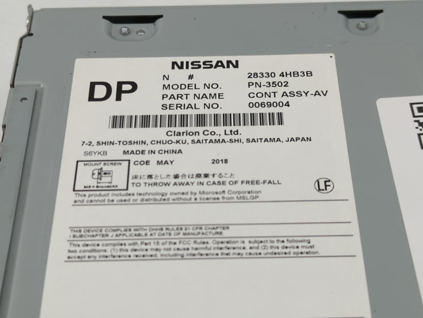 2015-2019 Infiniti Q50 Radio AM FM Cd Player Receiver Replacement P/N:283304HB3B PN-3502 Fits Fits 2015 2016 2017 2018 2019 