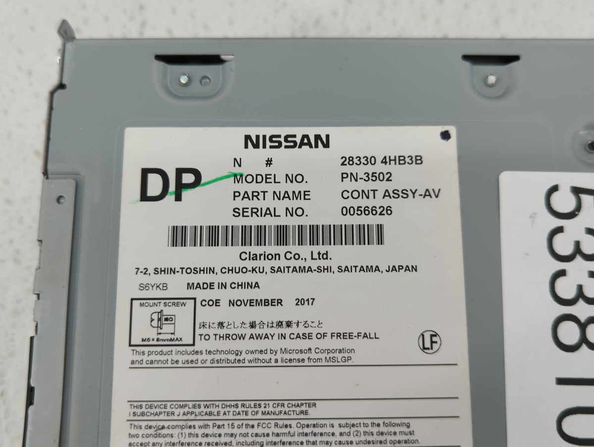 2015-2019 Infiniti Q50 Radio AM FM Cd Player Receiver Replacement P/N:28330 4HB3B Fits Fits 2015 2016 2017 2018 2019 2020 OE