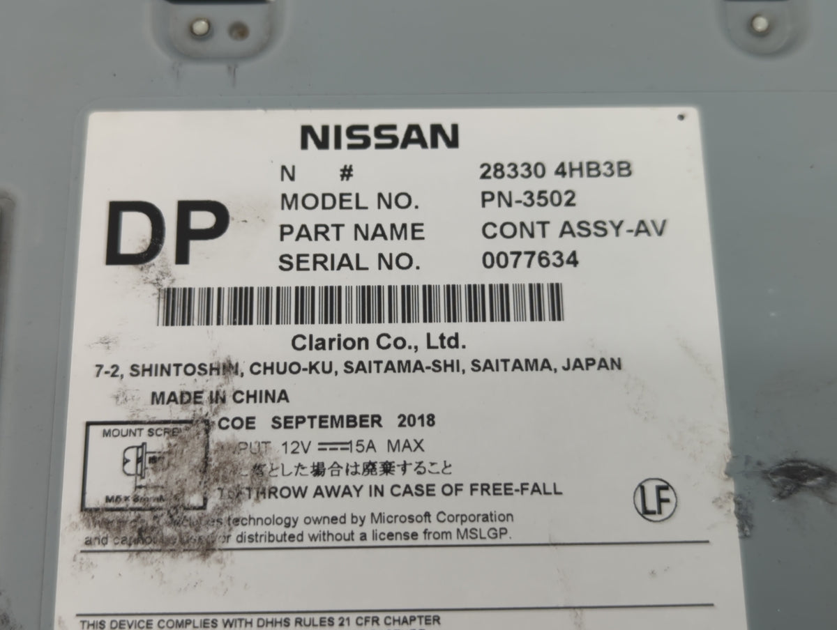 2015-2019 Infiniti Q50 Am Fm Cd Player Radio Receiver 549015 - Oemusedautoparts1.com