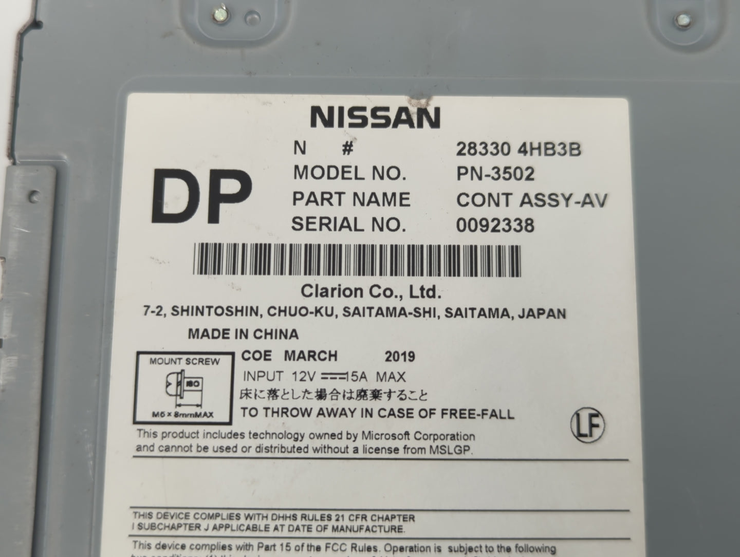 2015-2019 Infiniti Q50 Radio AM FM Cd Player Receiver Replacement P/N:28330 4HB3B Fits Fits 2015 2016 2017 2018 2019 2020 OE