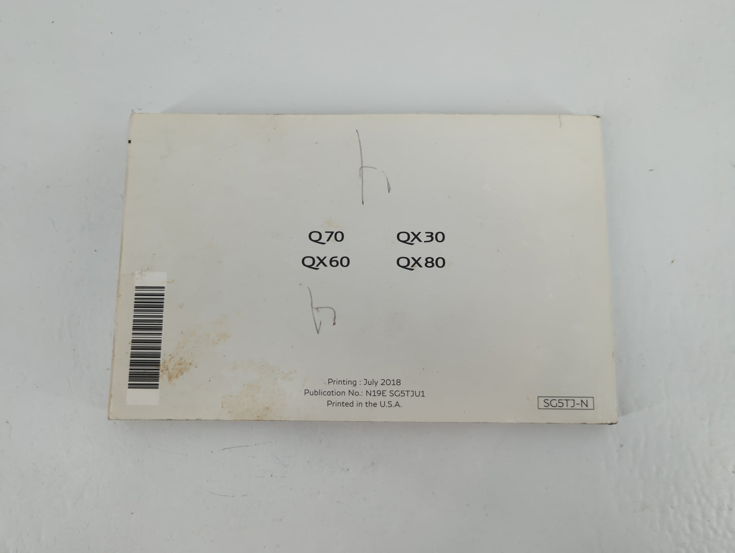2019 Infiniti Q70 Owners Manual Book Guide P/N:N19E SG5TJU1 OEM Used Auto Parts - Oemusedautoparts1.com
