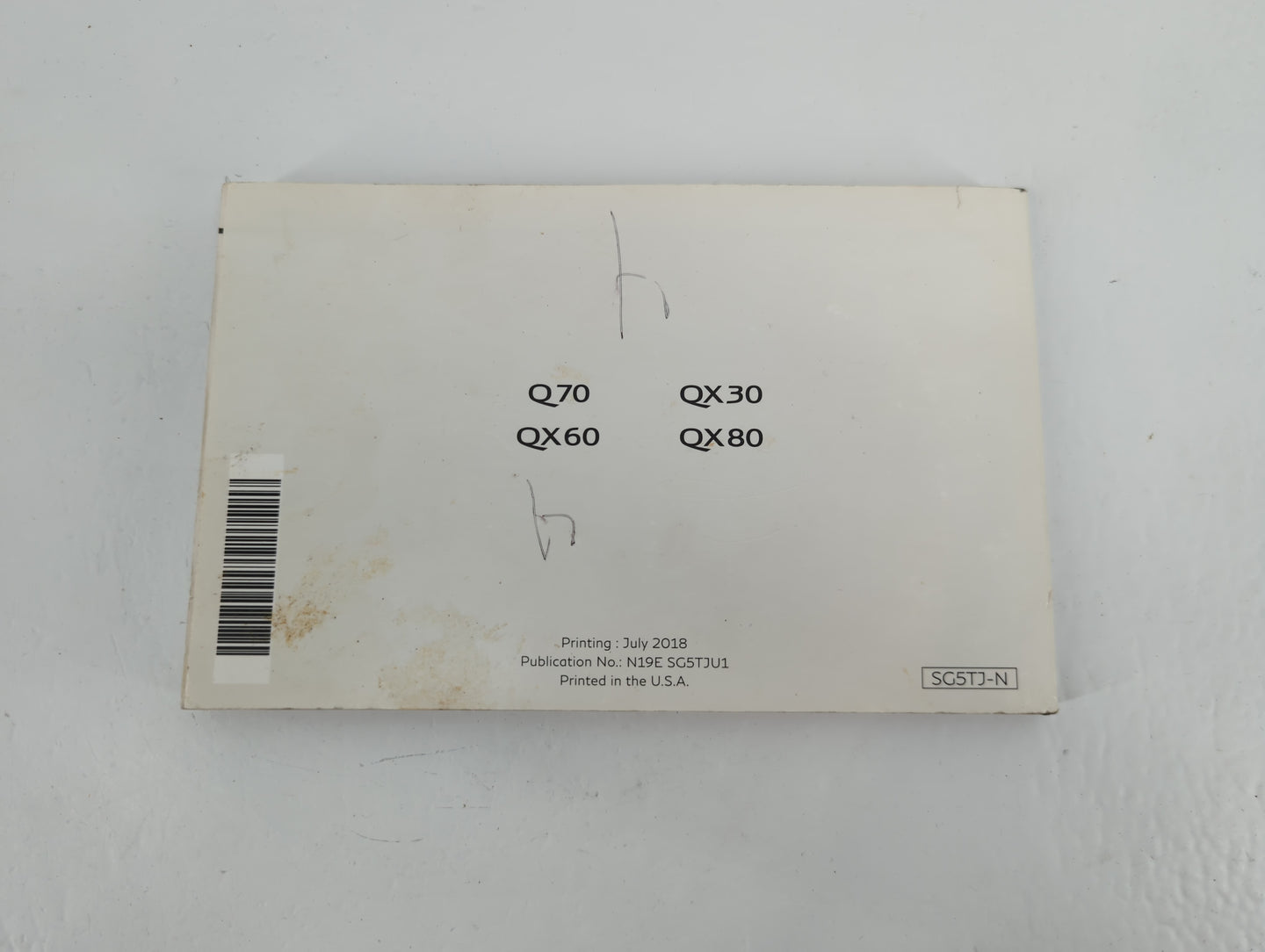 2019 Infiniti Q70 Owners Manual Book Guide P/N:N19E SG5TJU1 OEM Used Auto Parts - Oemusedautoparts1.com