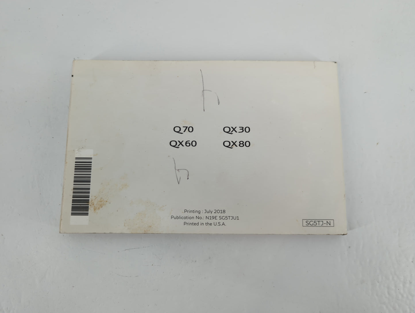 2019 Infiniti Q70 Owners Manual Book Guide P/N:N19E SG5TJU1 OEM Used Auto Parts - Oemusedautoparts1.com