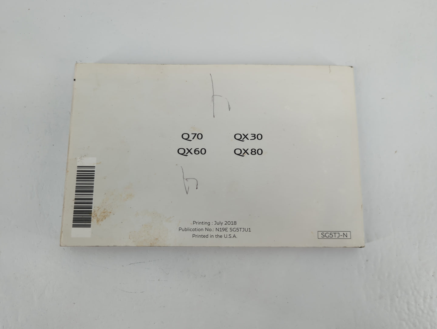 2019 Infiniti Q70 Owners Manual Book Guide P/N:N19E SG5TJU1 OEM Used Auto Parts - Oemusedautoparts1.com