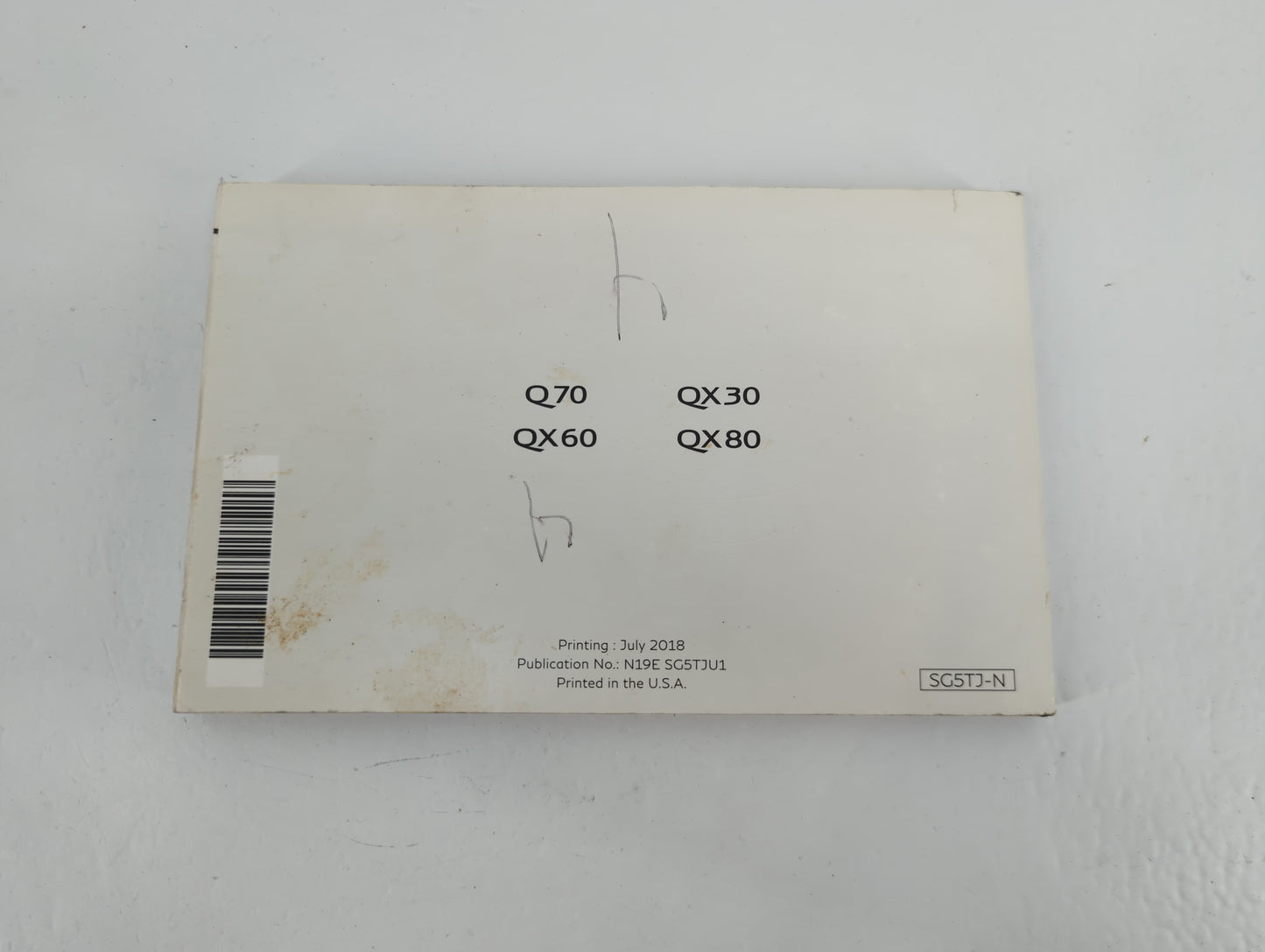 2019 Infiniti Q70 Owners Manual Book Guide P/N:N19E SG5TJU1 OEM Used Auto Parts - Oemusedautoparts1.com