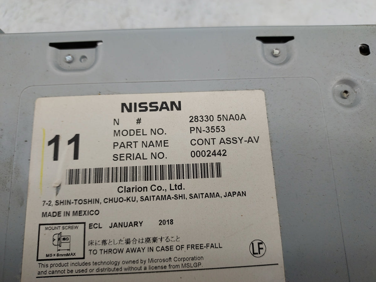 2019-2020 Infiniti Qx50 Radio AM FM Cd Player Receiver Replacement P/N:28330 5NA0A PN-3553 Fits Fits 2019 2020 OEM Used Auto