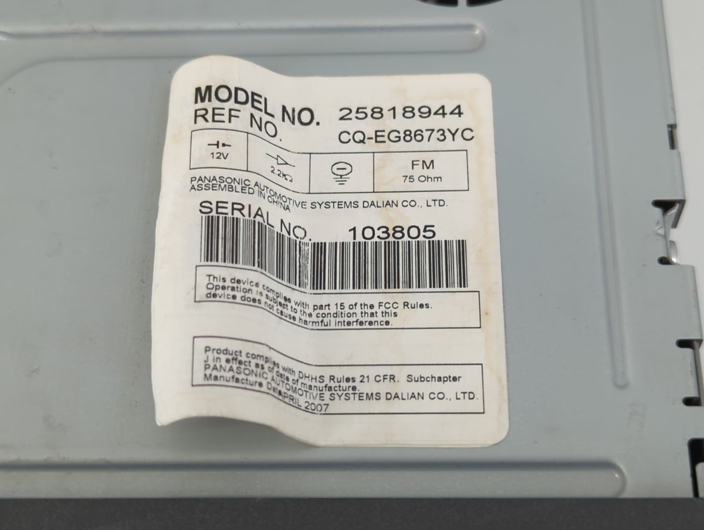 2019-2020 Infiniti Qx50 Radio AM FM Cd Player Receiver Replacement P/N:25818944 Fits Fits 2019 2020 OEM Used Auto Parts - Oe