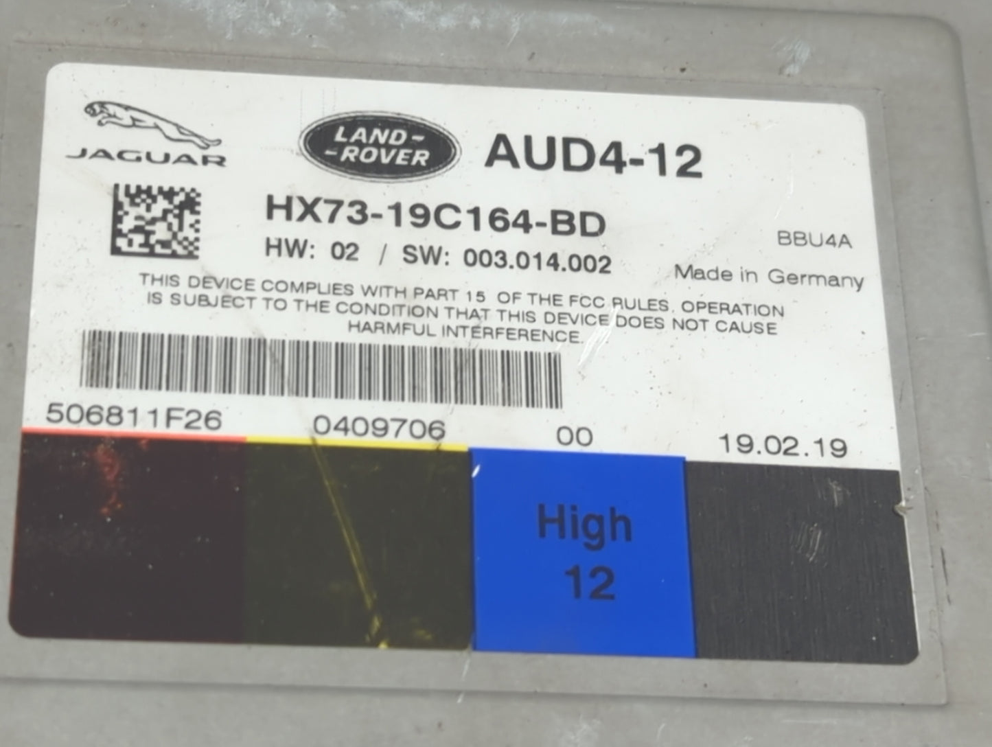 2019-2020 Jaguar F-pace Radio Speaker Amplifier Aud4-12|hx73-19c164-bd - Oemusedautoparts1.com