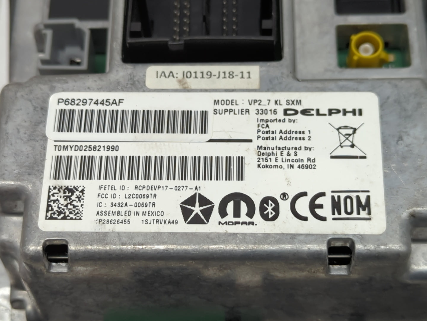 2019 Jeep Cherokee Radio AM FM Cd Player Receiver Replacement P/N:68297445AF Fits OEM Used Auto Parts - Oemusedautoparts1.co