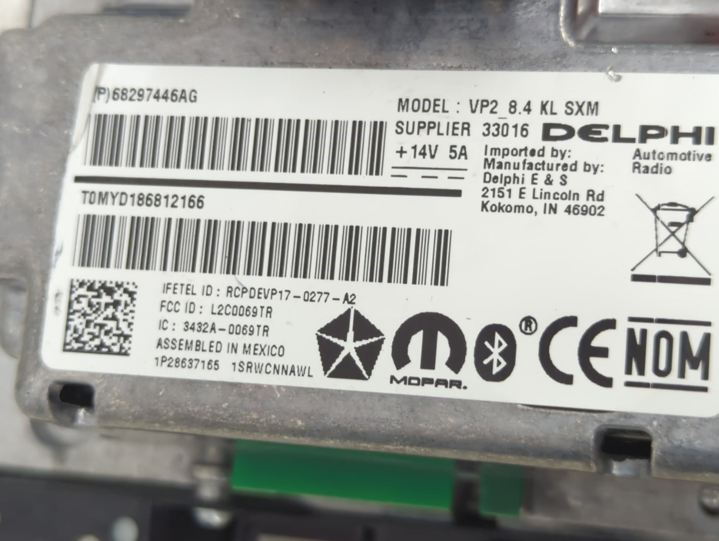 2019 Jeep Cherokee Radio AM FM Cd Player Receiver Replacement P/N:P68297446AG Fits OEM Used Auto Parts - Oemusedautoparts1.c