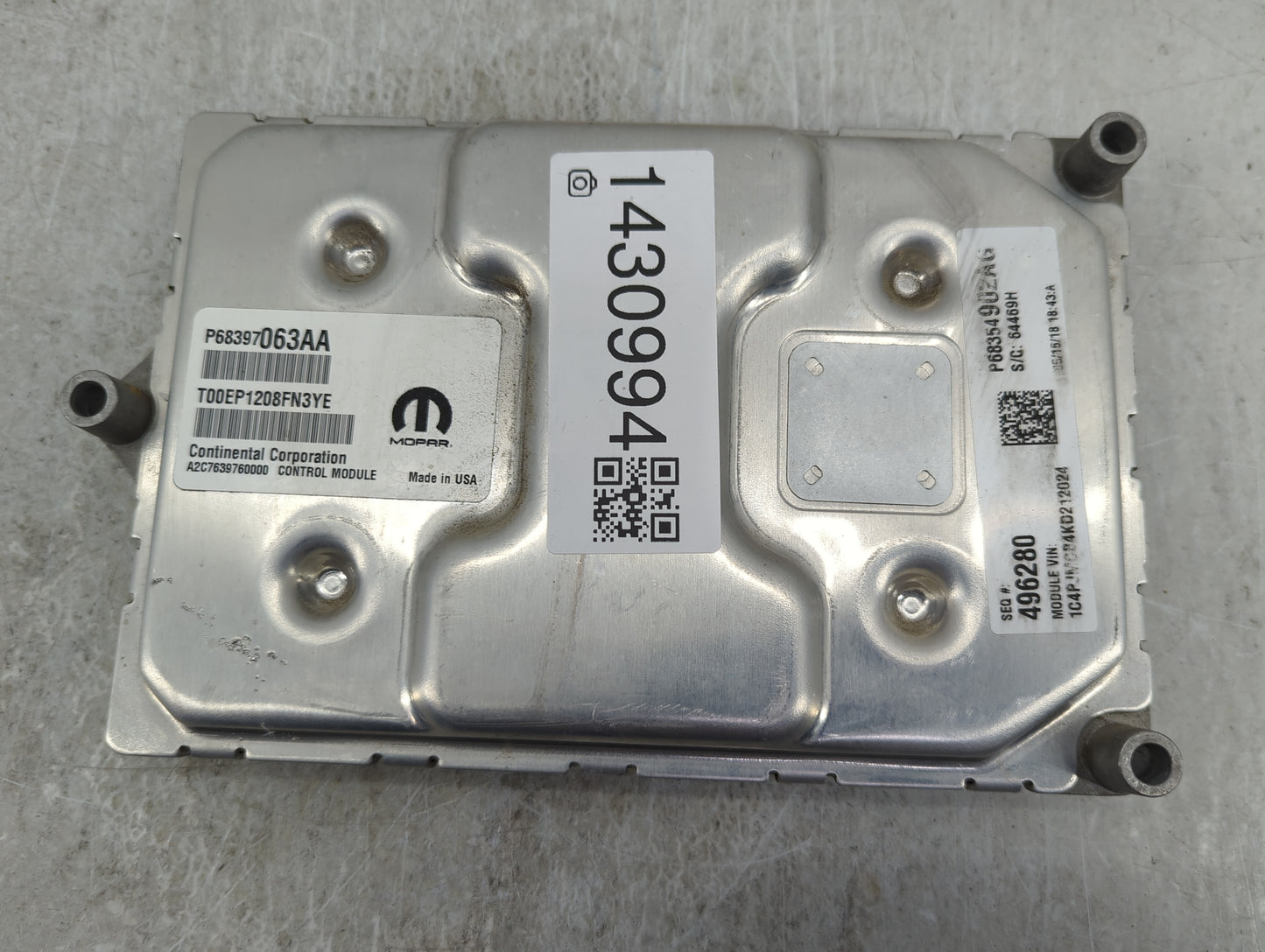 2019-2020 Jeep Cherokee PCM Engine Control Computer ECU ECM PCU OEM P/N:P68397063AA P6835490ZAG, A2C7639760000 Fits Fits 201