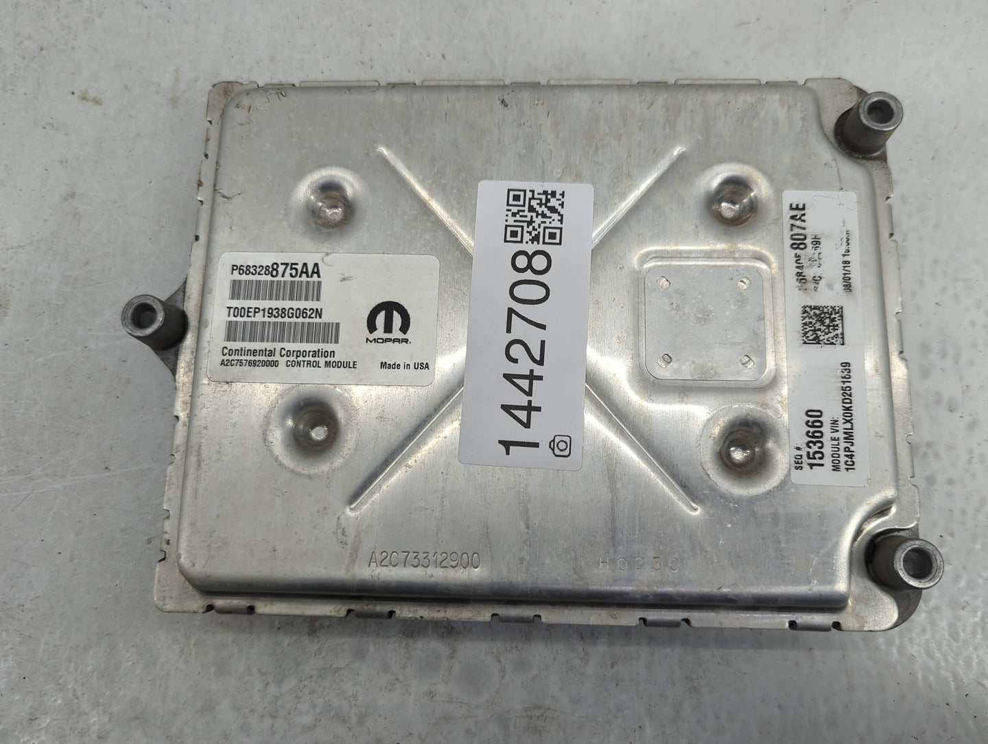 2019 Jeep Cherokee PCM Engine Control Computer ECU ECM PCU OEM P/N:P68328875AA T00EP1938G062N, A2C7576920000, A2C73312900 Fi