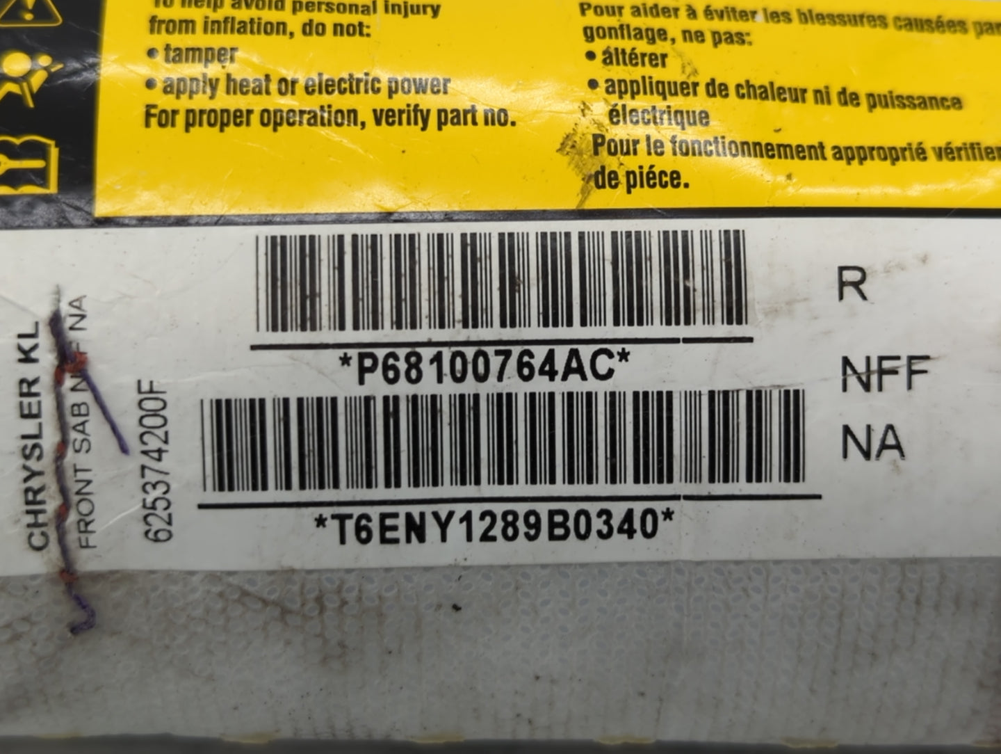 2014-2022 Jeep Cherokee Air Bag Passenger Right Dashboard Oem - Oemusedautoparts1.com