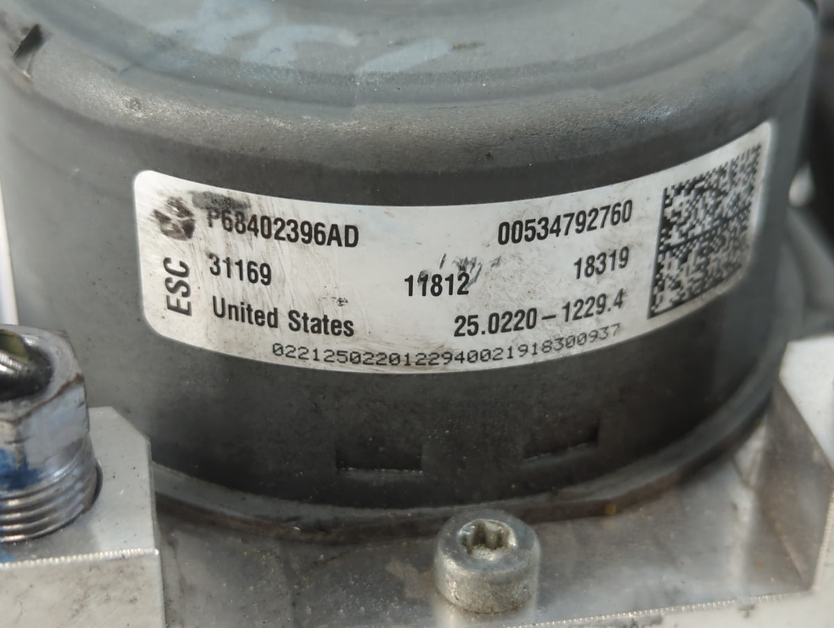 2019 Jeep Compass Anti-Lock Brake ABS Pump Module Actuator OEM P/N:P68402396AD Fits OEM Used Auto Parts - Oemusedautoparts1.
