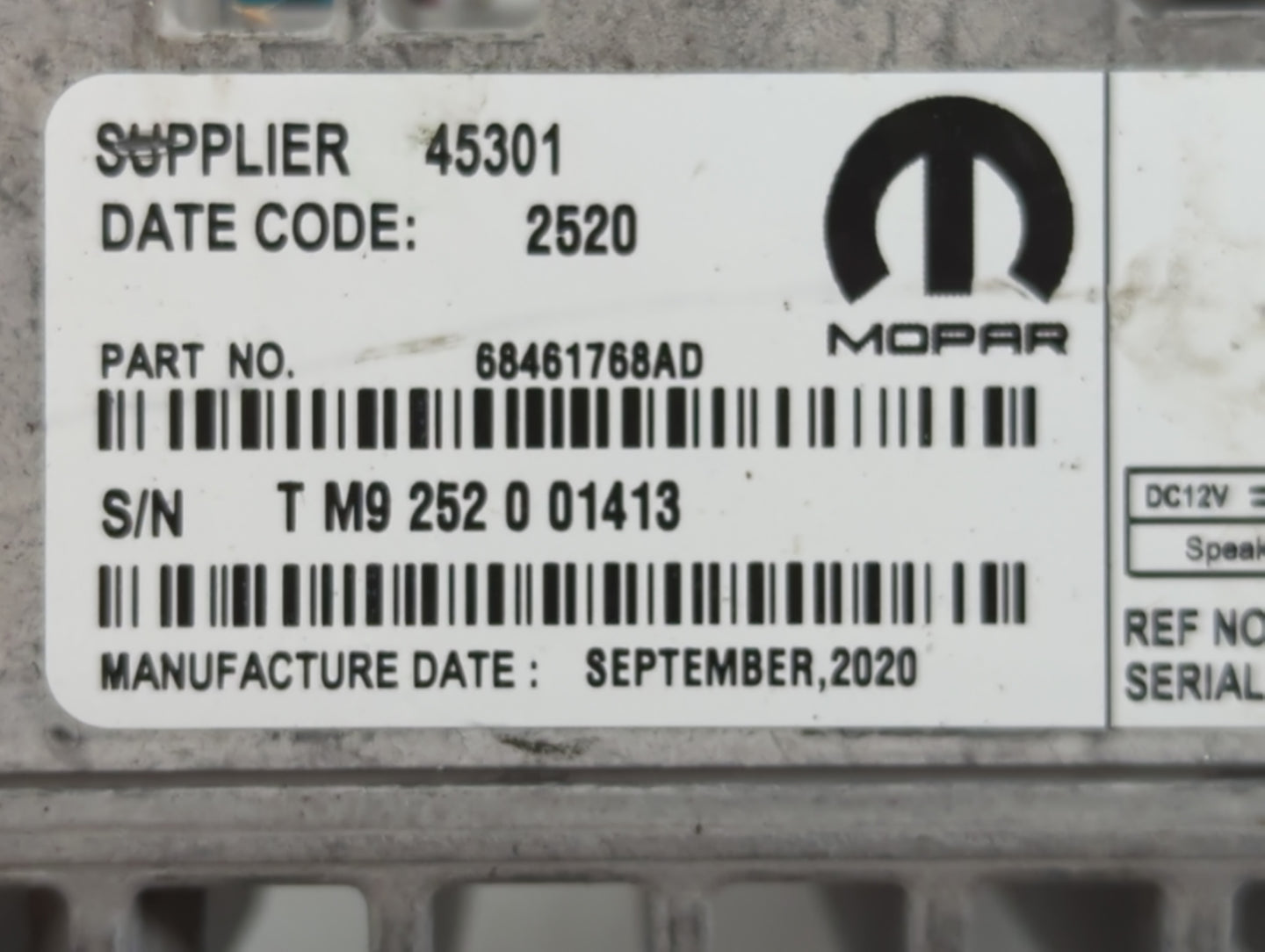 2018-2019 Jeep Grand Cherokee PCM Engine Control Computer ECU ECM PCU OEM P/N:68461768AD Fits Fits 2018 2019 OEM Used Auto P