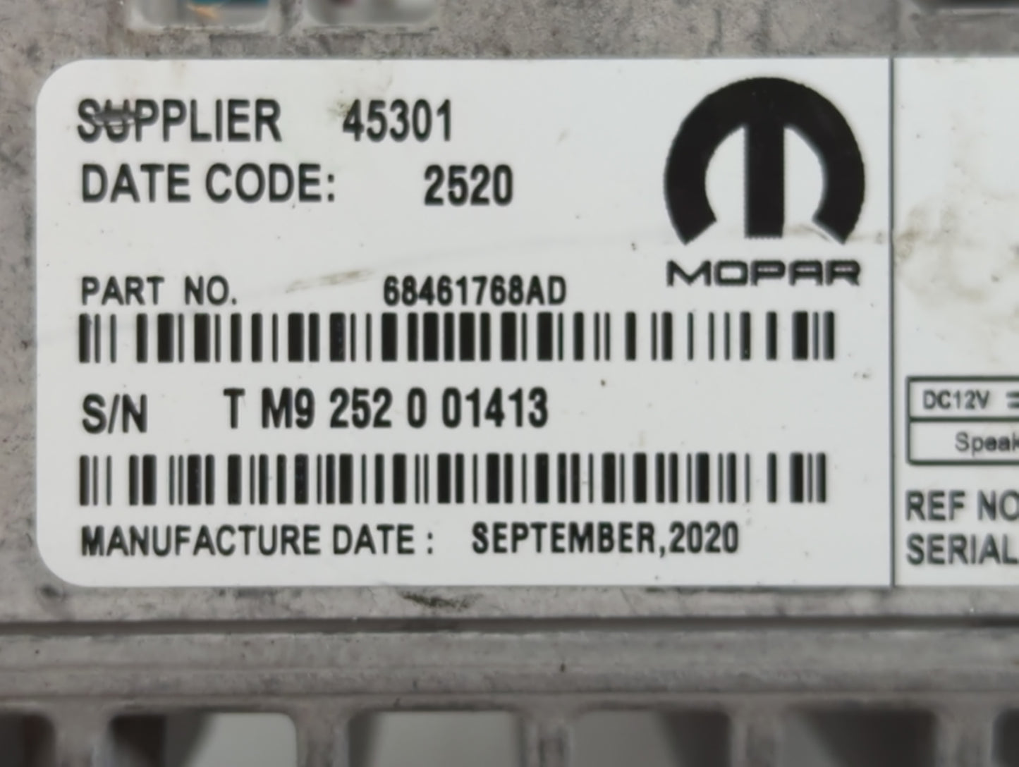 2018-2019 Jeep Grand Cherokee PCM Engine Control Computer ECU ECM PCU OEM P/N:68461768AD Fits Fits 2018 2019 OEM Used Auto P