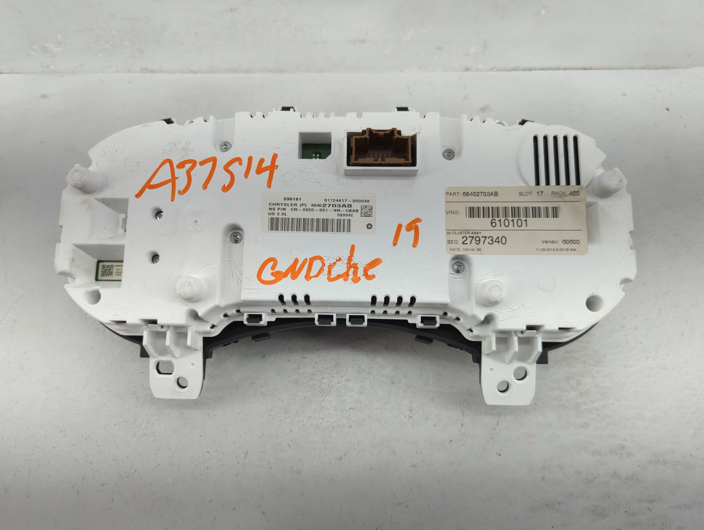 2019 Jeep Grand Cherokee Instrument Cluster Speedometer Gauges P/N:68402703AB Fits OEM Used Auto Parts - Oemusedautoparts1.c