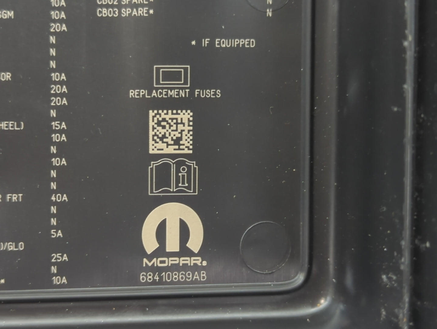 2019 Jeep Wrangler Fusebox Fuse Box Panel Relay Module P/N:68410869AB Fits OEM Used Auto Parts - Oemusedautoparts1.com