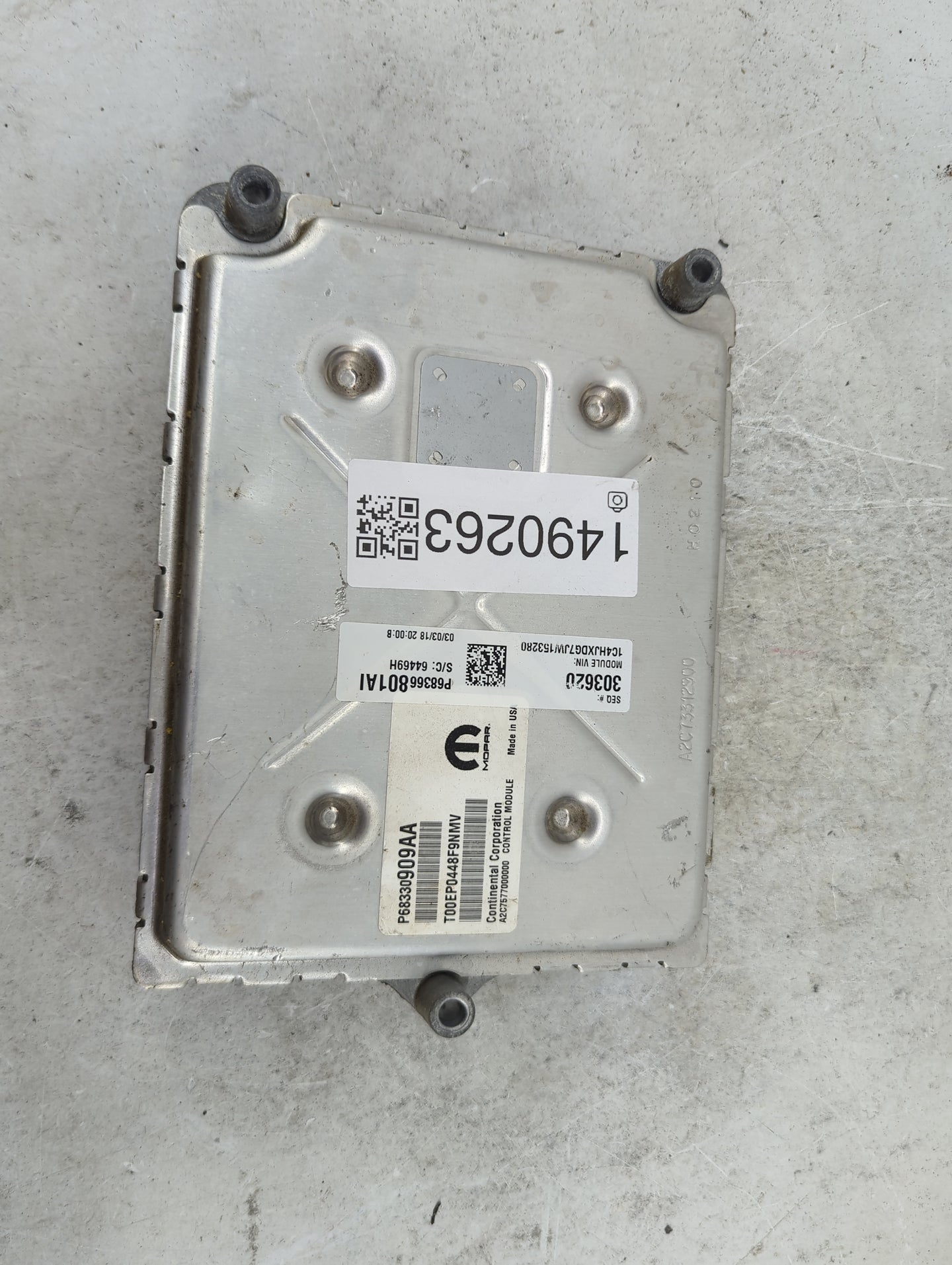 2018-2019 Jeep Wrangler PCM Engine Control Computer ECU ECM PCU OEM P/N:P68366801AI P68330909AA Fits Fits 2018 2019 OEM Used