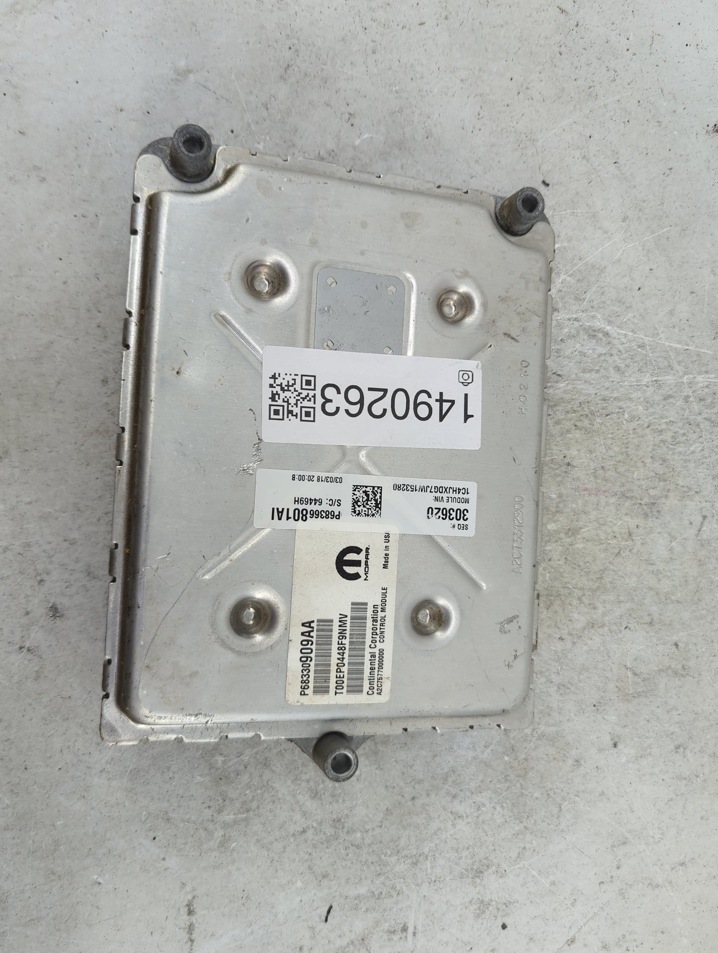 2018-2019 Jeep Wrangler PCM Engine Control Computer ECU ECM PCU OEM P/N:P68366801AI P68330909AA Fits Fits 2018 2019 OEM Used