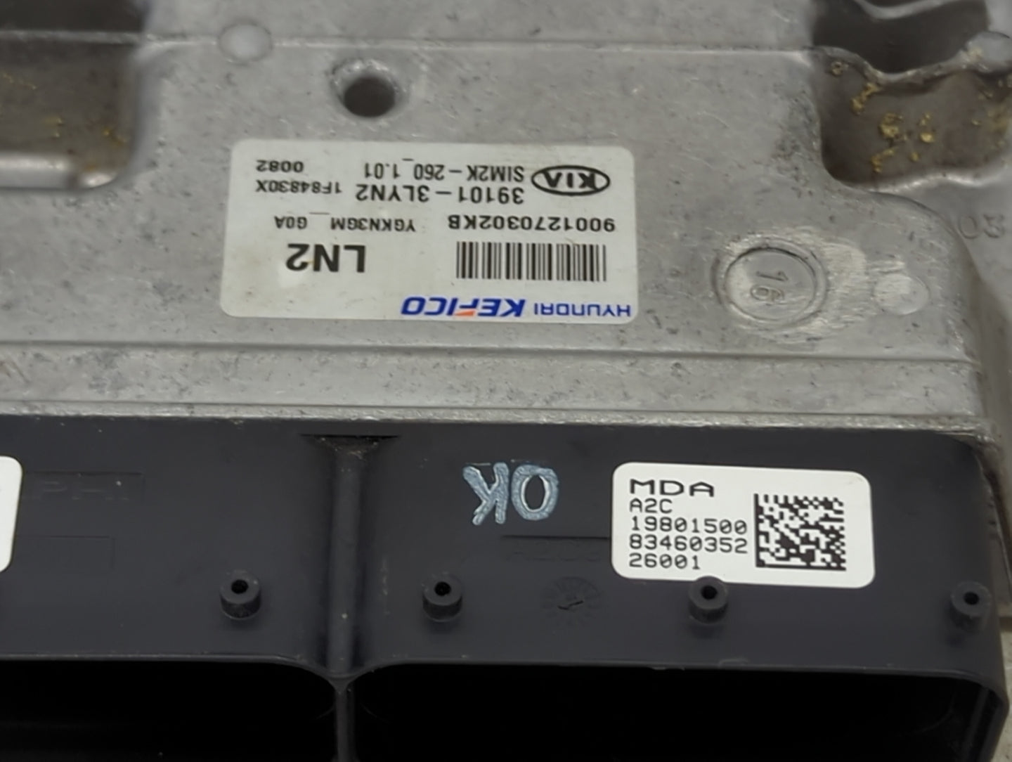 2017-2019 Kia Cadenza PCM Engine Control Computer ECU ECM PCU OEM P/N:39101-3LVN2 9001270302KB, SIM2K-260 Fits Fits 2017 201
