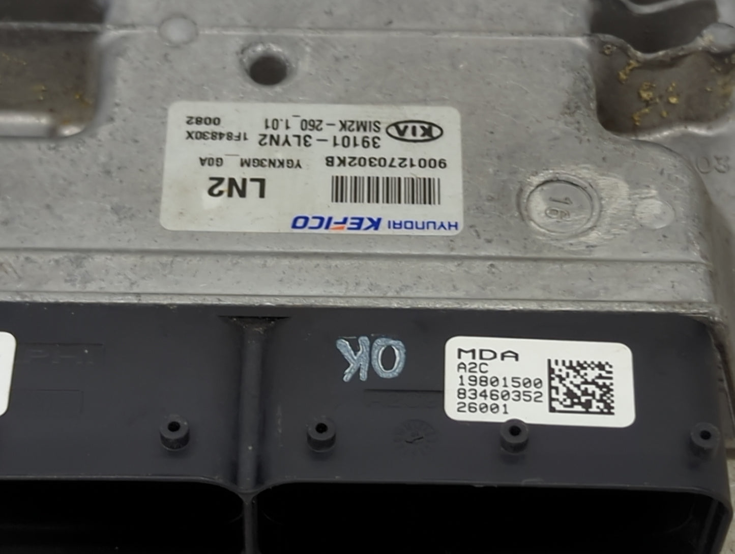 2017-2019 Kia Cadenza PCM Engine Control Computer ECU ECM PCU OEM P/N:39101-3LVN2 9001270302KB, SIM2K-260 Fits Fits 2017 201
