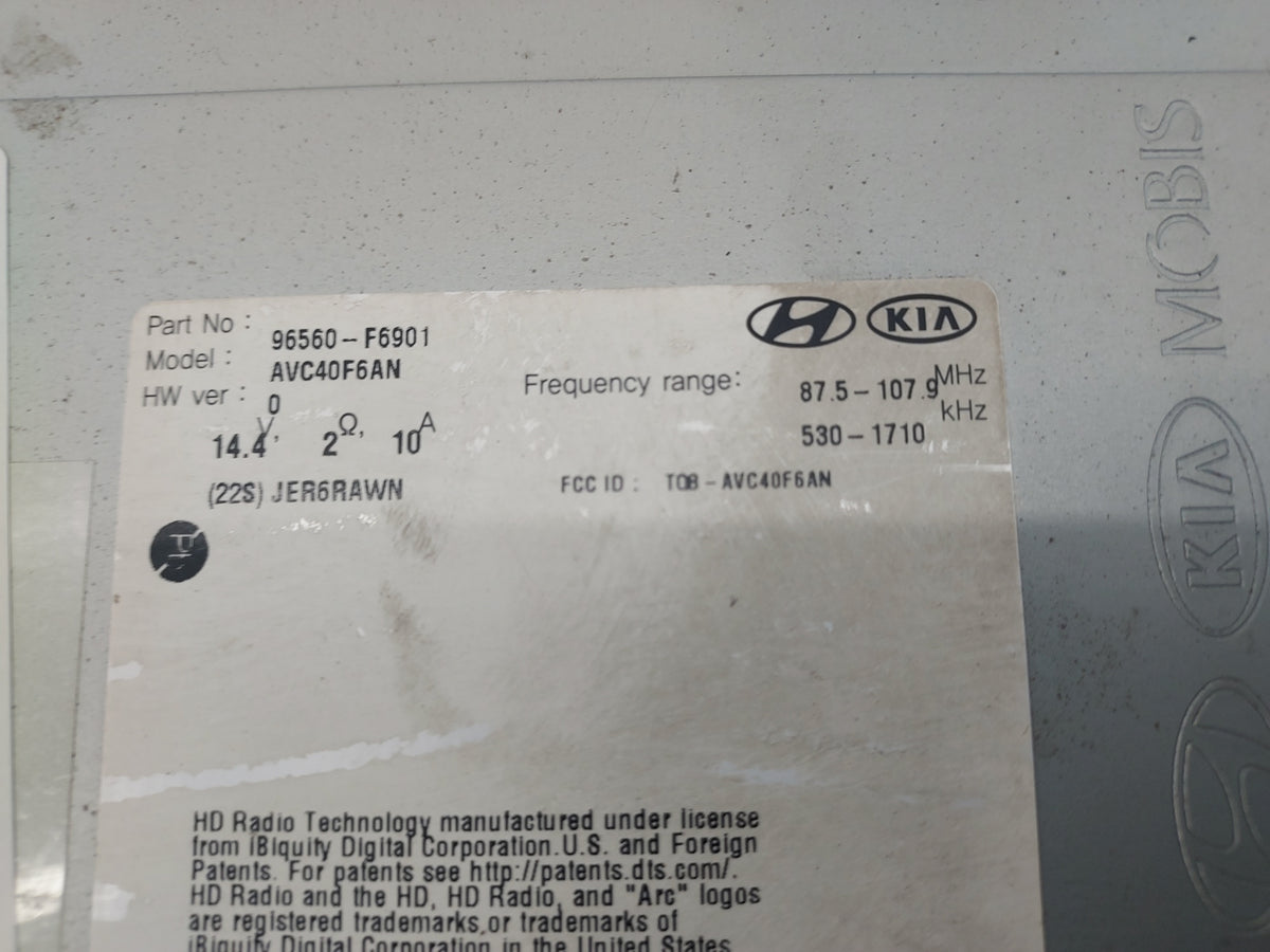 2019 Kia Cadenza Radio AM FM Cd Player Receiver Replacement P/N:96560-F6901 AVC40F6AN, TQ8-AVC40F6AN Fits OEM Used Auto Part