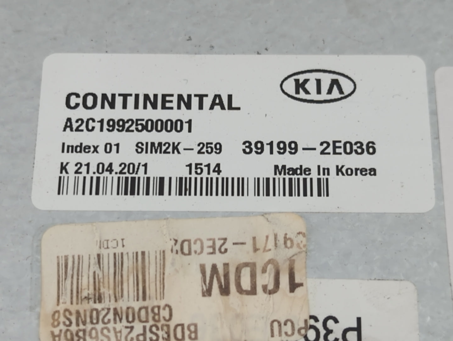 2019-2021 Kia Forte PCM Engine Control Computer ECU ECM PCU OEM P/N:39199-2E036 Fits Fits 2019 2020 2021 OEM Used Auto Parts