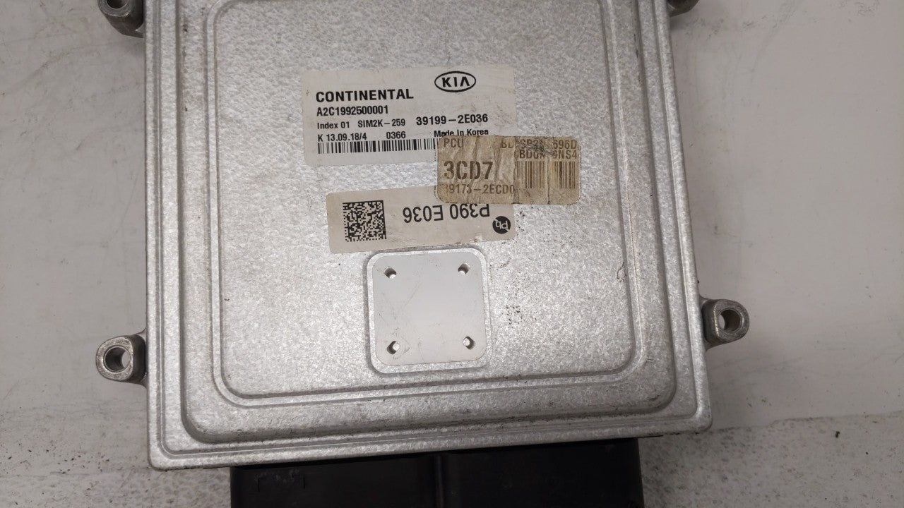 2019 Kia Forte PCM Engine Control Computer ECU ECM PCU OEM P/N:39199-2E036 Fits OEM Used Auto Parts - Oemusedautoparts1.com